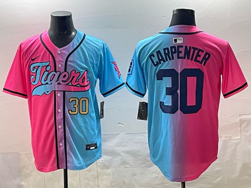 Men 2025 Detroit Tigers #30 Carpenter Blue pink Game Nike MLB Jersey style 02->detroit tigers->MLB Jersey
